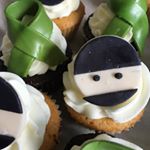 Ninja cupcakes for a karate birthday party. Thanks @galadesserts ! These are so perfect.
